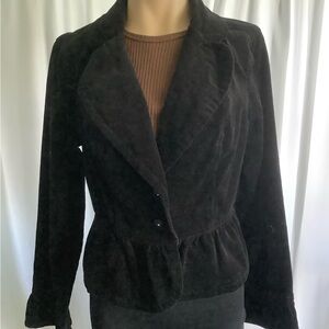 VINTAGE Kikit Jeans Womens Black Corduroy Blazer Jacket Size Medium
